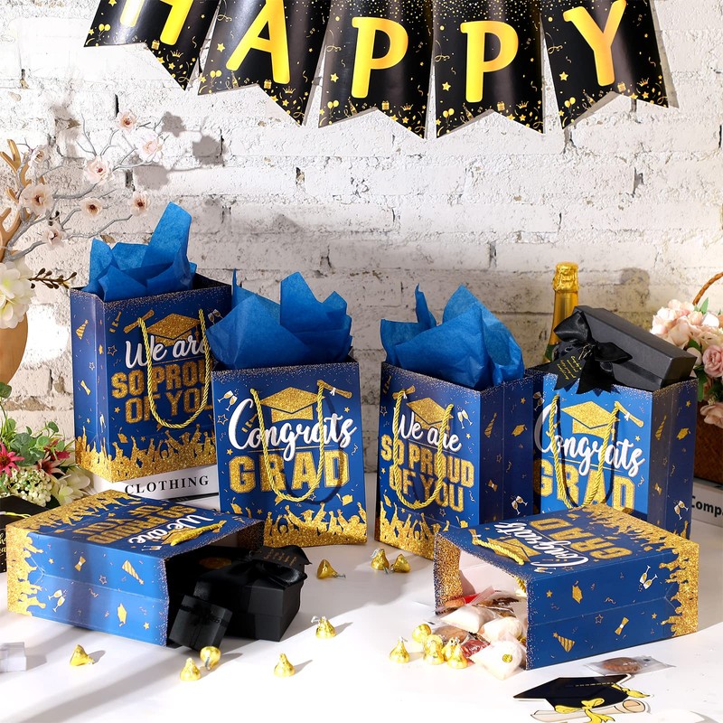 TaoBary 12 Pcs Graduation Gift Bags with Tissue Paper Graduation