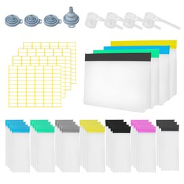 SENONAPO 44 Pcs Protein Powder Travel Set - Reusable Supplement Containers with 28 Single Dose Bags & 4 Large Portable Organizer Zip Bags