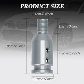 CHRYMUM M12x1.25 Shift Knob Adapter, Aluminum Alloy Automatic Shifter Adapter with 3-Sizes Plastic Hose, Universal Gear Shift Knob Adapter for Most Non-Threaded Manual Gear Shift Knob Cover