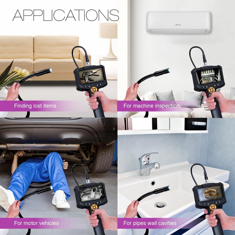Endoscope Camera with Light, 8mm IP67 Waterproof Borescope Inspection Camera,
