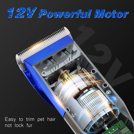 Hansprou Dog Grooming Clippers, Professional 12V Heavy Duty Pet Clippers, Large Dog Shaver for Thick Coat,Plug-in Pet HairTrimmer with Guard Combs Brush for Dogs Cats