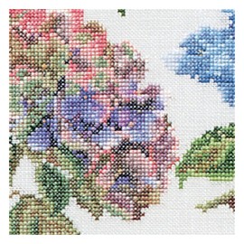 Thea Gouverneur - Cross Stitch Kit - Hydrangea Panel - Linen - 32 Count - Adult - 3067