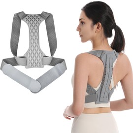 EOPUOZS Back Straightener, Posture Corrector Back for Men and Women, Adjustable Shoulder Strap, Posture Corrector, Grey (L)