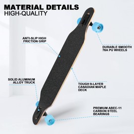 TLHB Longboard Skateboard, 41 Inch Drop Through Longboard Complete 9-Ply Nature Maple Premium Cruiser Long Board for Adults, Teens and Kids - High-Speed Bearings & T-Tool-Starry Sky