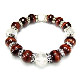 Stone Street Red Tiger Eye Four God Hand Carved Crystal Natural Stone 14mm Luxury Rondell Prayer Beads Bracelet