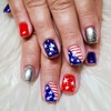 24Pcs Independence Day Press on Nails Short Square Fake Nails