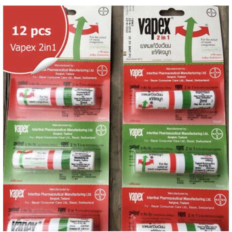 Vapex 6 pieces of Vapex Nasal Inhaler Menthol Relief Congestion