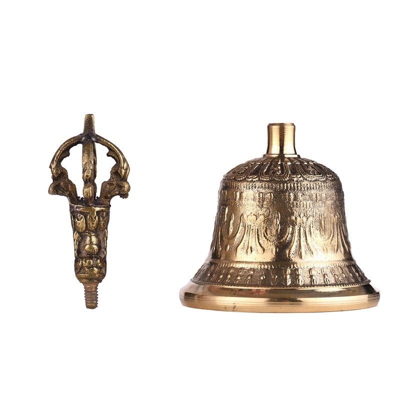 Tibetan Buddhist Bell Bronze Hand Bell with Vajra Padding for