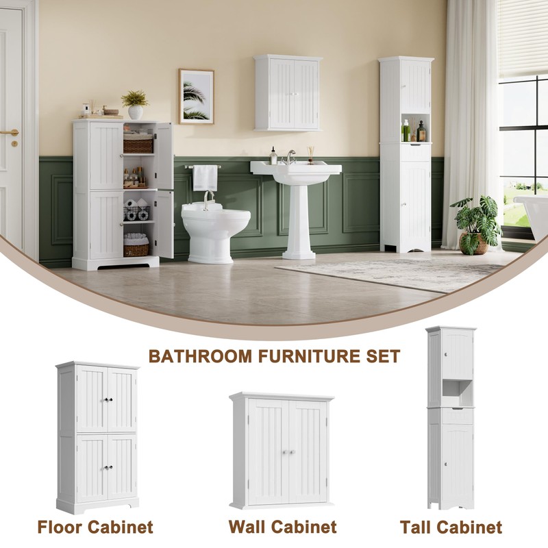 ChooChoo Bathroom Floor Cabinet, Modern Bathroom Storage Cabinet with 4