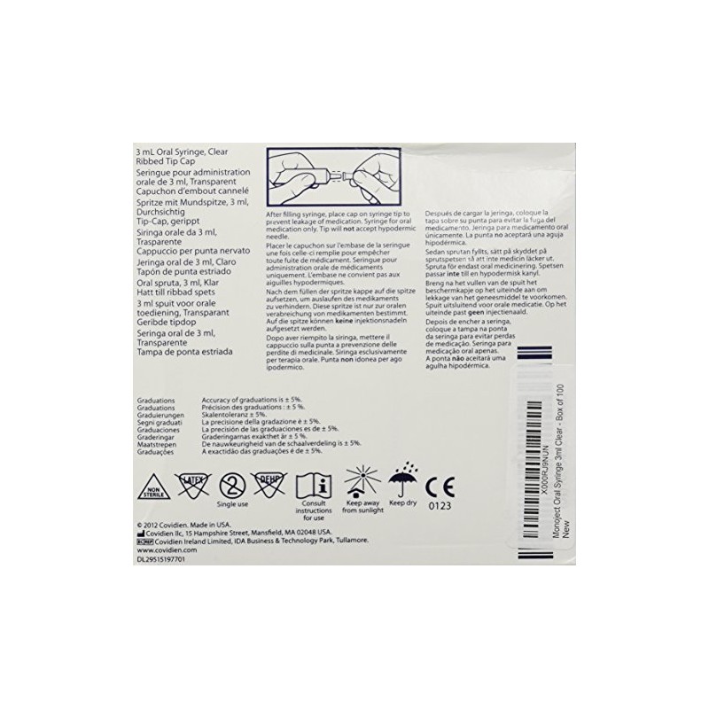 Monoject Oral Syringe 3ml Clear - Box of 100