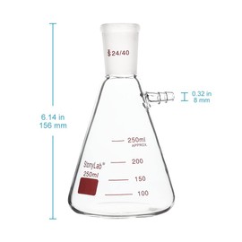stonylab Filtering Flask with 24/40 Standard Taper Outer Joint, Heavy Wall Borosilicate Glass Filter Flask, Bolt Neck with Tubulation, 250 ml