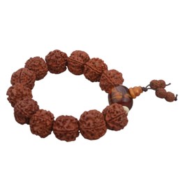 Natural Rudraksha Prayer Bead Bracelet for Men & Women – Free Size Spiritual Meditation Yoga Wrist Adjustable – Adjustable Handmade Hindu Buddhist Rosary Bracelet for Energy, Positivity & Peace