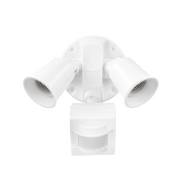 Globe Electric 17000269 110-Degree 240 W Twin Head White Hardwired Motion Sensor Security Flood Light, Spotlight, Outdoor, Outside House Lights