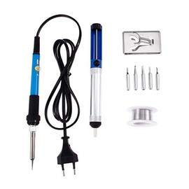 Hicello Soldering Iron Kit, 60W 220V Adjustable Temperature Welding Tool, including 5PCS Replacement Tips, Temperature Adjust Soldering Iron, Desoldering Pump, Tin Wire Tube, Soldering Iron Stand