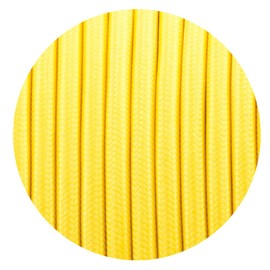 5 Meters, 3 Core Round Italian Vintage Coloured 0.75mm Braided Fabric Flexible Electrical Cable hight quality UK Lighting Wire Cable_ Lamp cord for Pendant lights (Yellow)