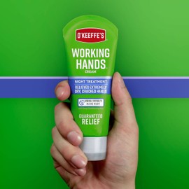 O'Keeffe's Working Hands Night Treatment Hand Cream, Restorative Lotion Works While You Sleep, Deep Conditioning Oils, 3oz/85g Tube, White (Pack of 1), K4200502
