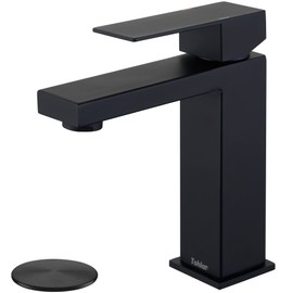 Tohlar Black Bathroom Faucet, Bathroom Faucets for Sink 1 Hole, Matte Black Single Hole Bathroom Faucets Modern Single Handle Vanity Faucet with Overflow Pop Up Drain Stopper and Water Supply Lines