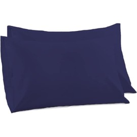 Dazzle Collection® Luxury Pillowcase Pair of Housewife Non-Iron 100% PolyCotton Bedroom Bedding Pillow Cover 2 Pack (Navy)