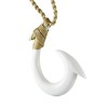 Pretty Hawaiian Large Fish Hook Necklace, Hand Carved Buffalo Bone