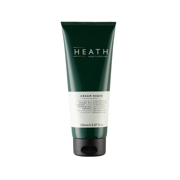 Heath Shave Cream - Blend of 9 Soaps - With Tasmanian Pepper, Tea Tree Oil and Glycerin - Vegan Friendly - Free from Parabens and Sulphates - Made in England - 150 ml