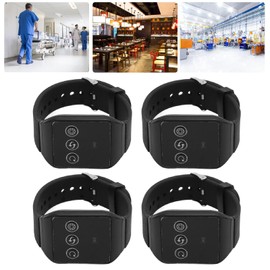 wirelesss Call System, Vibration Buzzer, wirelesss Caregiver Pager Call Bell Call System Alert with 4 Watch Receivers and 1 Transmitter for Restaurants, Cafes