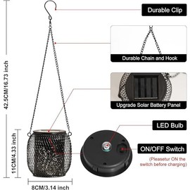 NCONCO Solar Lights for Outdoors, 2 Pieces, Butterfly Solar Lanterns, Outdoor Hanging Lantern Lights for Garden, Balcony, Patio, Lawn, Table Top, Path, Landscape, Garden Decoration