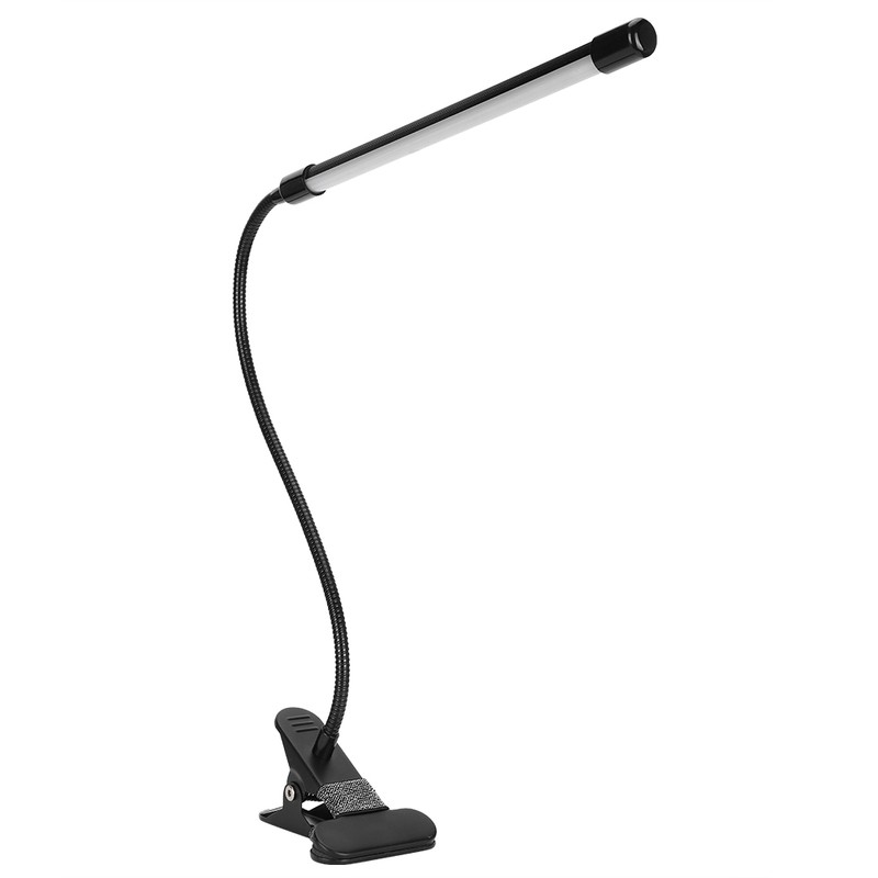 LED Adjustable Clip Reading Light Cold Warm Brightness Light Black