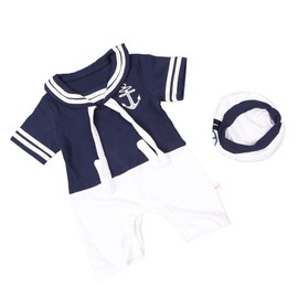 Baby Sailor Suit Navy Sailor Cotton Sailor Suit for Babies with Hat for Newborn Boys Running