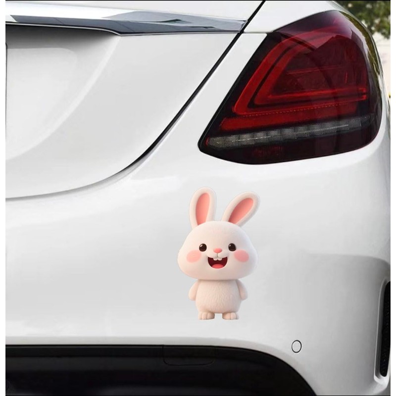 Cute Bunny Car Window Sticker, Waterproof Laptop Decal, 2-Piece Set,