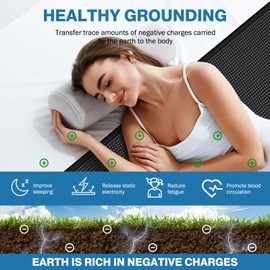 Grounding Mat for Bed King Size-PU Leather Earthing Pad for Better Sleep & Stress Relief, Anti-Slip Eco-Friendly with 16.4ft Cord + Free Test Pen (27x78 Inch)