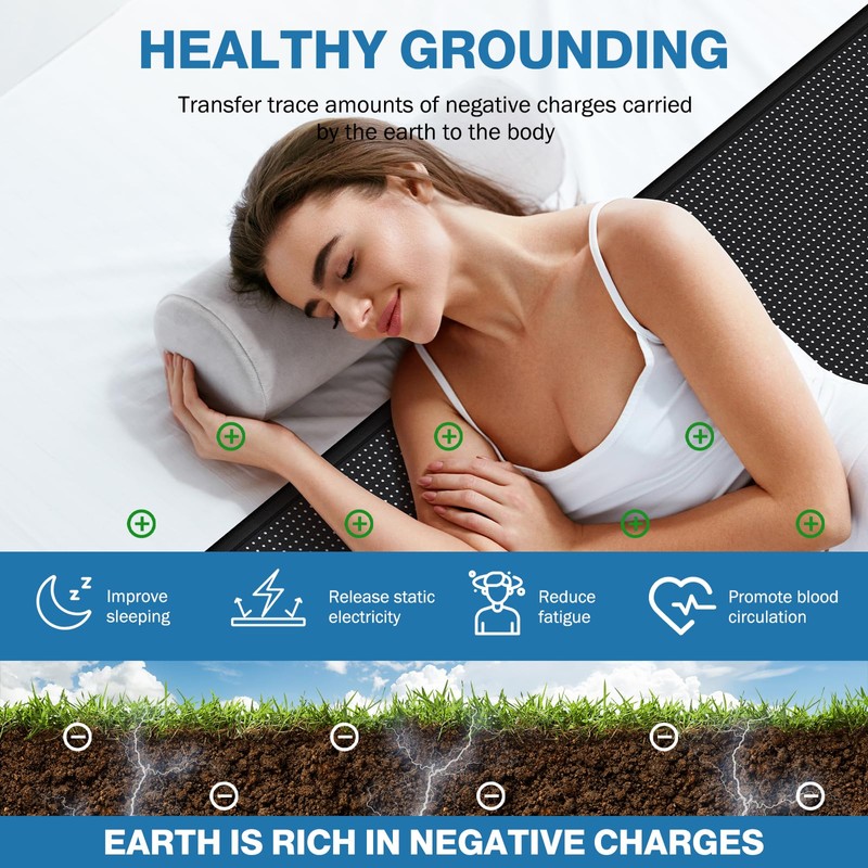 Grounding Mat for Bed King Size-PU Leather Earthing Pad for