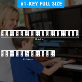 BROTOU Removable Piano Notes Guide for Beginner, Piano Keyboard Note Labels for 88 Key Full Size, No Need Stickers, Made of Silicone&Reusable, Comes with Box (61-Keys Black)