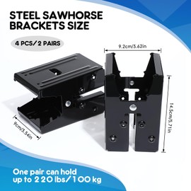 Gisafai 4 Pieces Steel Sawhorse Brackets with 220lb / 100kg Capacity (One Pair), Easy to Use Saw Horses Brackets Metal Brackets for Compact Storage, Reliable Sawhorses