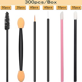 Kit de Herramientas de Maquillaje Desechables de 300 Piezas, Cepillo para Cejas, Cepillo para Rímel, Aplicadores de Labios, Aplicadores de Sombra de Ojos/Cepillo Delineador de Ojos, Accesorios