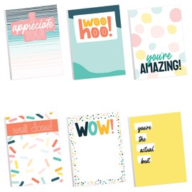 Modern Appreciation Sticky Note Assortment / 3" x 4" Repositionable Sticky Note Set/Set of 6 Colorful Encouragement Pads/Made in The USA