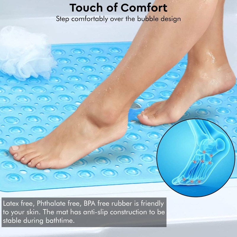 ADOV Shower Mat, Non Slip Square Bath Mat Antibacterial Rubber