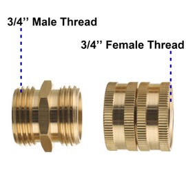 M MINGLE Garden Hose Adapter, Male to Male, Female to Female, 3/4 Inch Brass Connector, 4-Pack with Extra 4 Washers