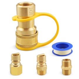 WISLULU 1/2" QDD LP Gas Quick Connect Fittings Kit, 1/2 Inch Solid Brass Female and Male Propane Hose Quick Disconnect Plug Set with Dust Cover