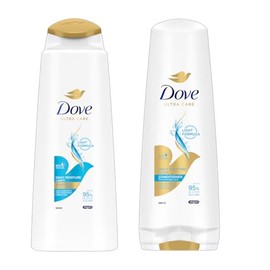 Dove Ultra Care Daily Moisture Light Shampoo 400ml & Conditioner 350ml Set | Light Formula with Bio-Protein Care | Up to 95% More Volume | Vegan Haircare Duo for Fine Hair