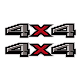 Set of 2 pcs 4x4 Decal Stickers, Compatible with F150, F250 and F350, Chevy Silverado & GMC Sierra, Truck Emblems, Truck Pickup Bedside, Auto Decoration Accessories Emblem - Red/Black/Gray