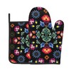 Oven Mitts and Pot Holder Set with Flower Pattern for