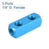 sourcing map G1/4 Thread 5 Ports 2-Way Distributor Block Splitter,