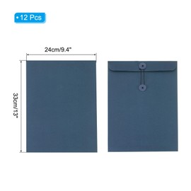 PATIKIL 12 Pcs Kraft Paper Envelope with String Tie Closure, A4 Vintage Envelopes File Folder Bag for Office Business Home Card Storage Document Organize, Blue