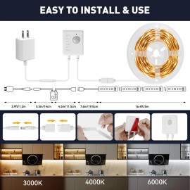 Huemihui Motion Activated LED Strip Lights,16.4Ft Ultra Brighter 150LED Motion Sensor ...