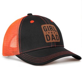 Girl Father Daddy Dad Leather Patch Hat Birthday for Dad Papa from Daughter Son Adjustable Trucker Hats Black