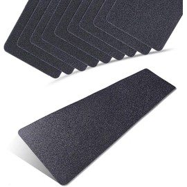 6 x 24 Inch Black 80 Grit Slip Resistant Safety Treads - Premium 10 Pre-Cut Outdoor Safety Tape - Rounded Corners