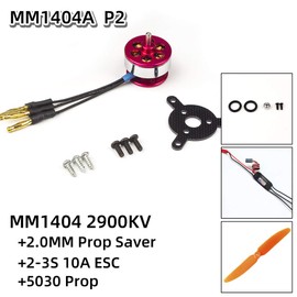 RC Brushless Motor MM1404 2900KV (C10) Brushless Outrunner Motor 2900KV with ESC Power Combo Used for Fixed Wing Micro Indoor Airplane F3P Model Airplane (MM1404A P2)