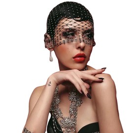 Eilova Orityle Women Mesh Veil Headband Sparkly Rhinestone Bridal Face Net Fascinators Hat Wedding Jewelry Headpiece