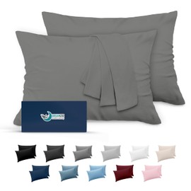 Dreamzie Pillowcase, 40 x 80 cm, Anthracite, Set of 2, Microfibre, Oeko-Tex Certified, Soft
