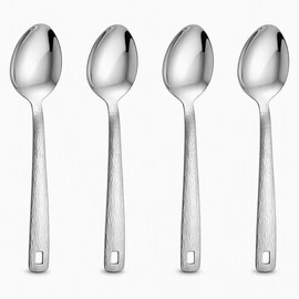 4 Pack Stainless Steel Serving Spoons, 12 Inch Large Buffet Serving Utensils, Heavy Duty 18/8 Metal Spoons with Textured Handle, Dishwasher Safe for Catering, Party, Kitchen